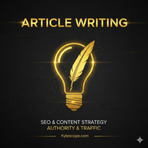 A golden typewriter key with "C" on a black background, representing the strategic process of article writing for SEO success.