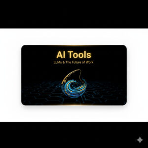 Diagram and comparison chart explaining what an AI tool is, featuring ChatGPT, Gemini, and Grok pricing tiers on a dark background.